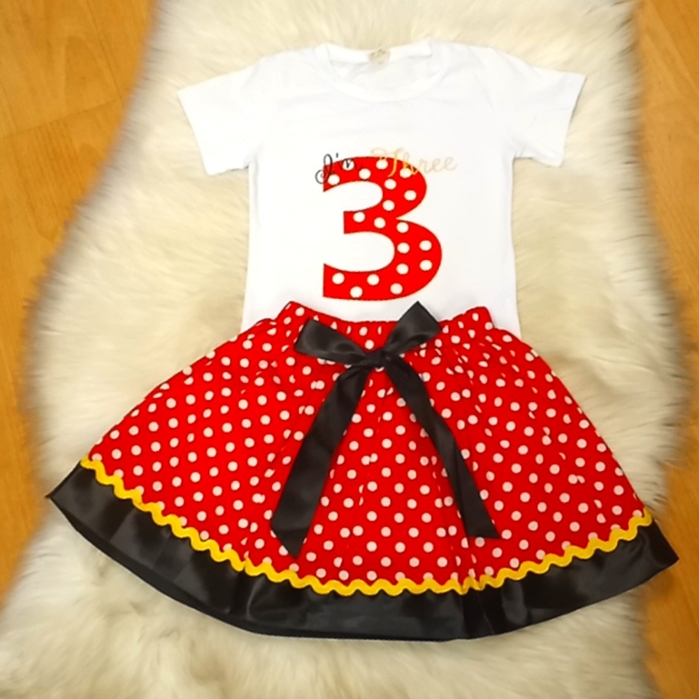 I'm 3.. Two Piece Polka Dot Birthday Photo Shoot Outfit.